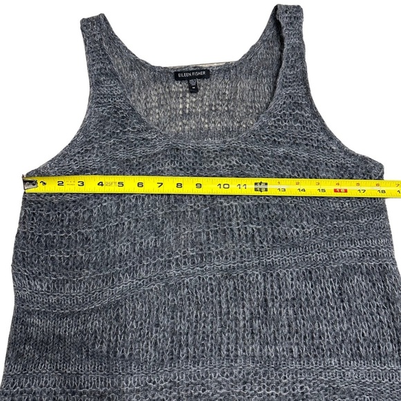 Eileen Fisher Scoopneck Tank Top Gray Open Knit Italian Yarn Medium Luxury EUC - Picture 5 of 7